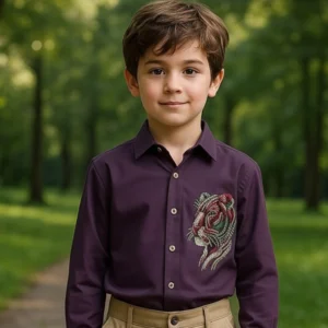 Boy's Premium Cotton Shirt Dark Maroon