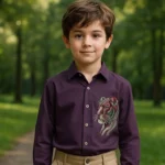 Boy's Premium Cotton Shirt Dark Maroon
