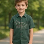 Boy's Premium Cotton Shirt Dark Green