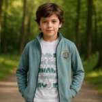 Boy's Premium Hoodie Shirt White with Mint Green