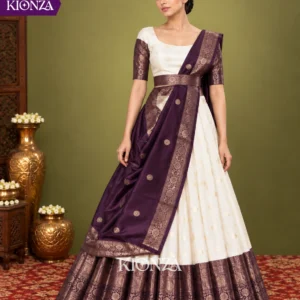 Ladies Lehenga Semi Tussar - Purple, Free Size