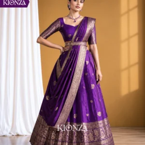 Ladies Lehenga Semi Tussar - Violet, Free Size
