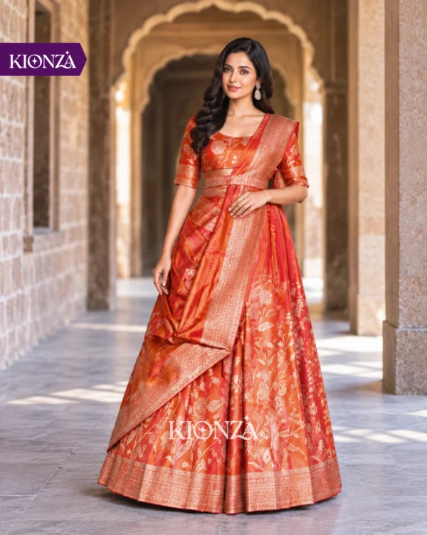ladies lehenga semi tussar