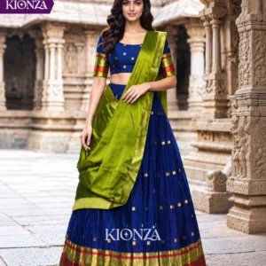 Ladies Lehenga Semi Tussar - Navy Blue, Free Size