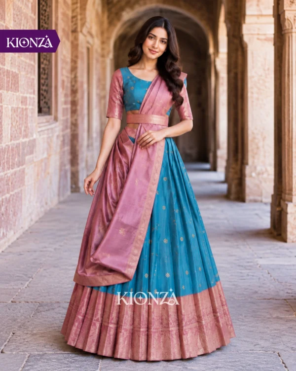 ladies lehenga semi tussar
