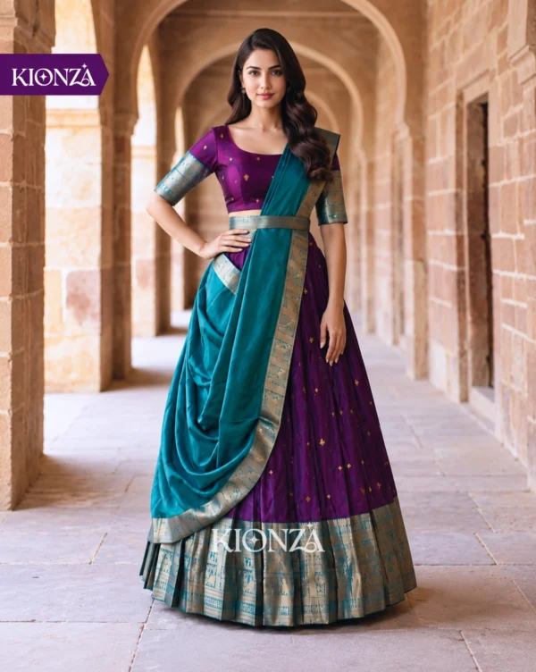 ladies lehenga semi tussar