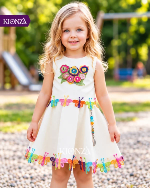 Girls Western Frock White